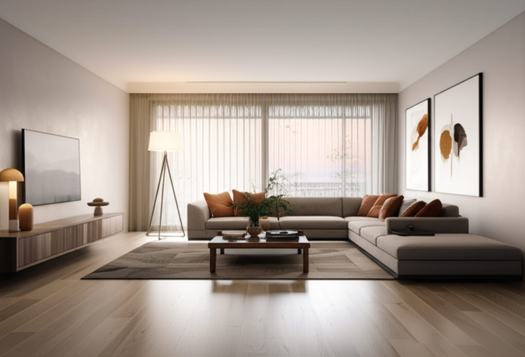 Beautiful modern home interior with comfortable living space